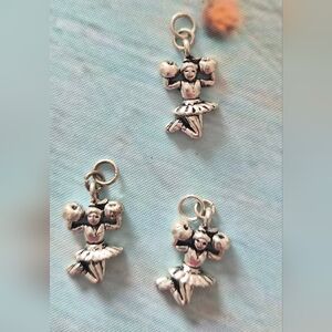 Silver Cheerleader/Ballerina Charm Necklace Pendant in Silver Tone